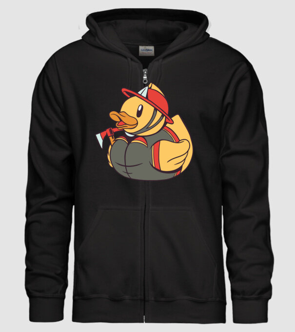 Rățușcă de cauciuc Pompier model negru pe tricou