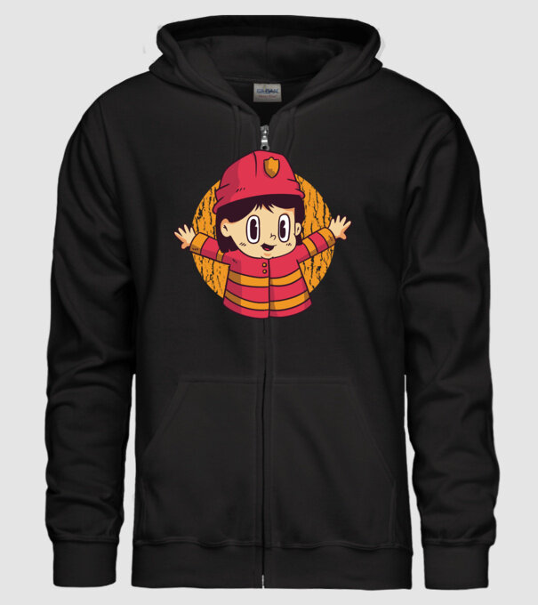 Pompier copil model negru pe tricou