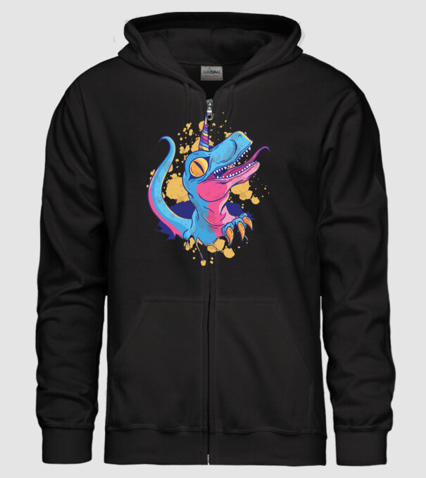 Unicornsaurus - Dinozaur Unicorn model negru pe tricou