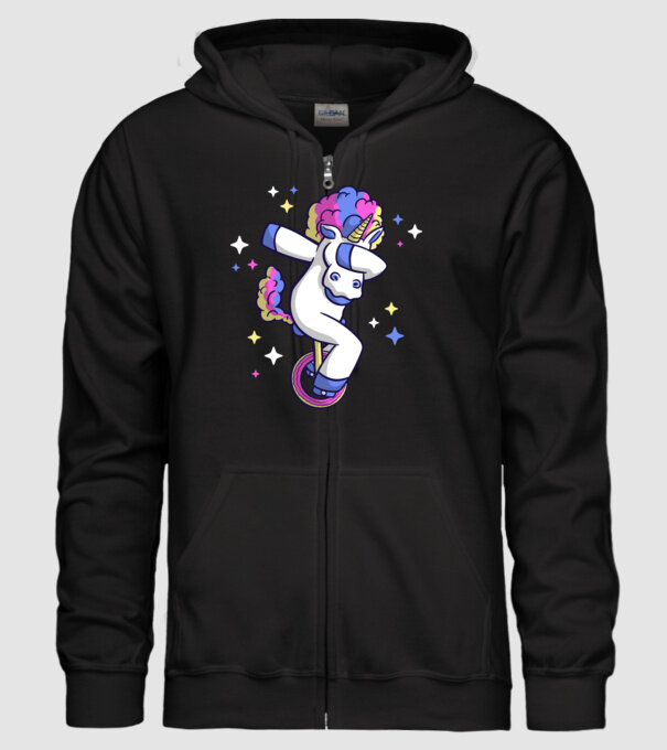 Unicorn pe monociclu model negru pe tricou