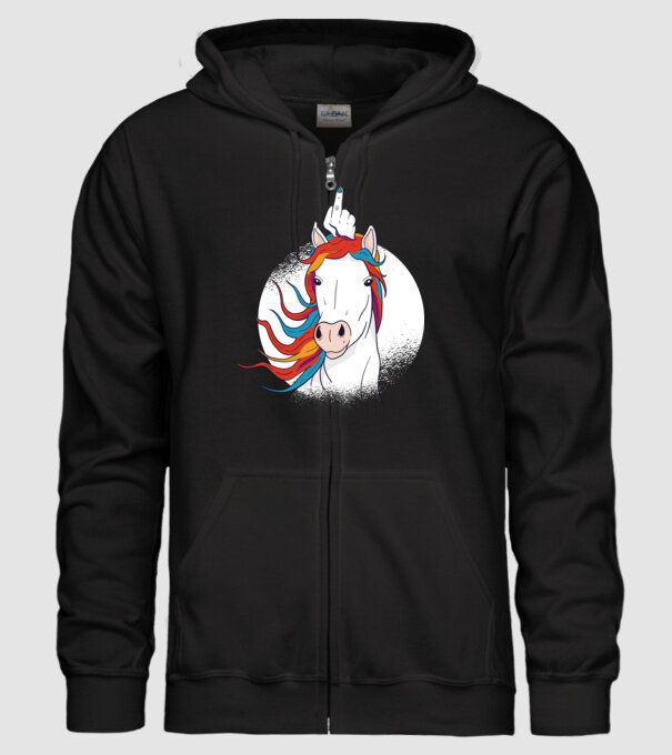 Unicorn Fuck Off model negru pe tricou