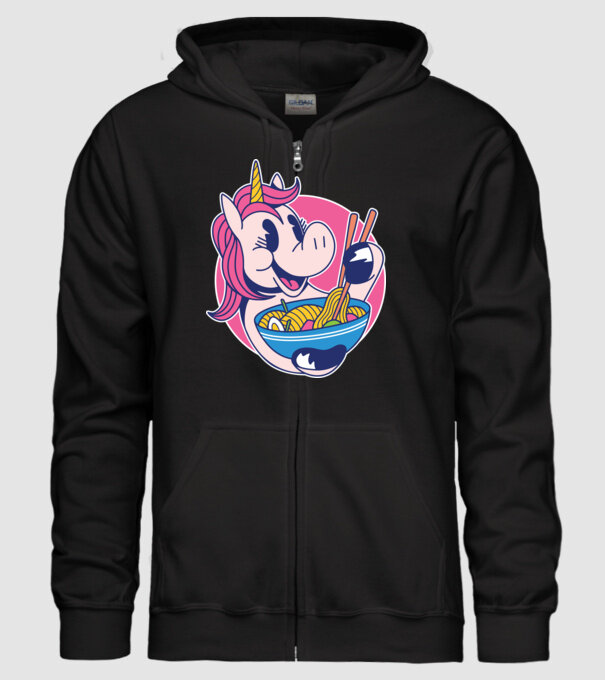 Unicorn Ramen model negru pe tricou