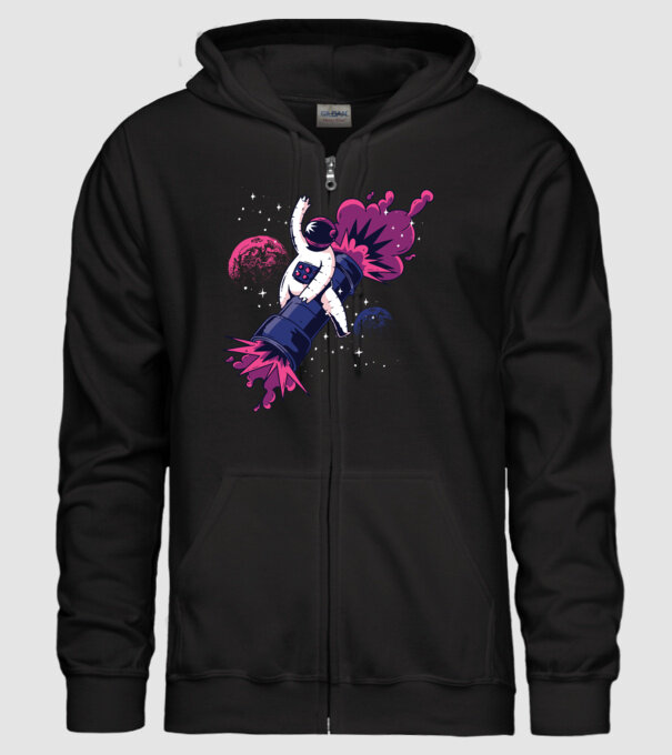 Astronaut Bazooka Rodeo model negru pe tricou