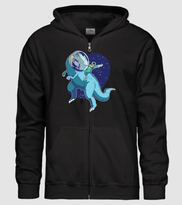 Astronaut Dinozaur T rex model negru pe tricou