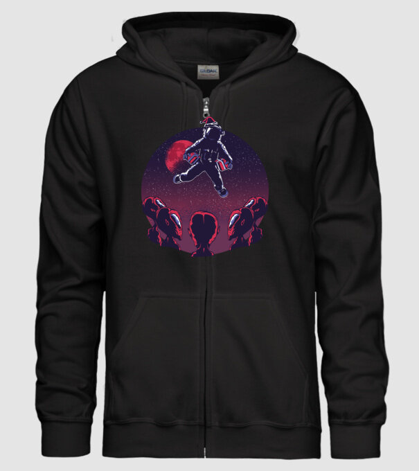 Moș Crăciun Astronaut model negru pe tricou
