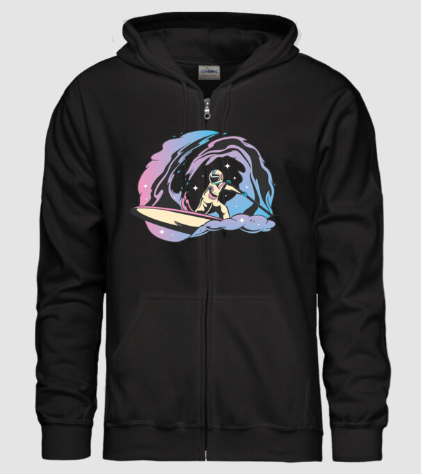 Surf Astronaut model negru pe tricou