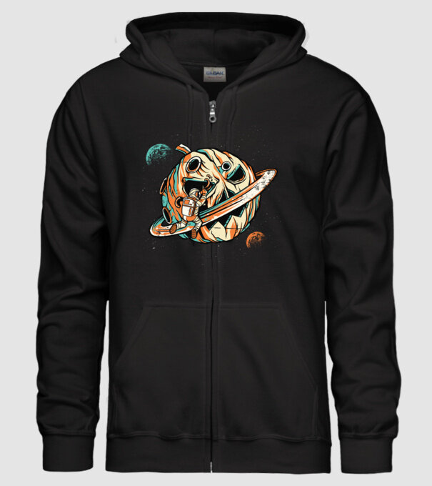 Astronaut cap de dovleac de Halloween model negru pe tricou
