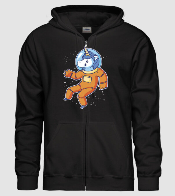 Unicorn Astronaut model negru pe tricou