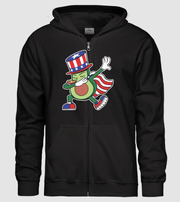 SUA Avocado DAB model negru pe tricou