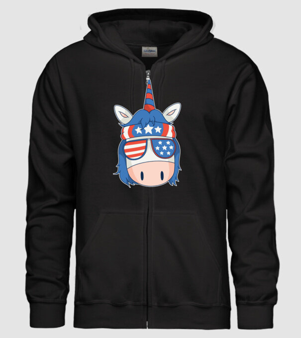 SUA unicorn model negru pe tricou