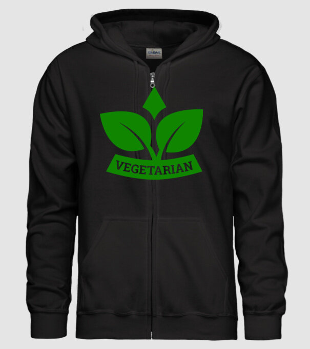 Vegetarian badge 1 model negru pe tricou