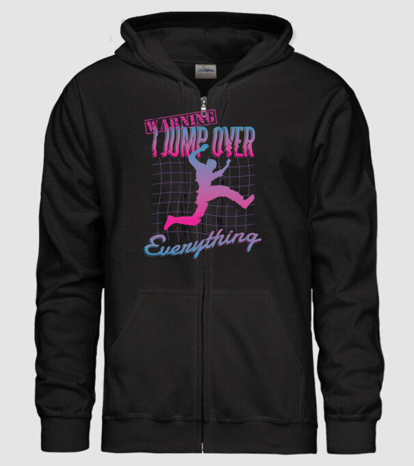 Warning I Jump over everything Parkour model negru pe tricou