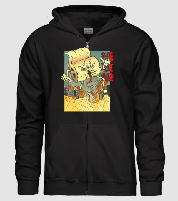Monstru hârtie igienică model negru pe tricou