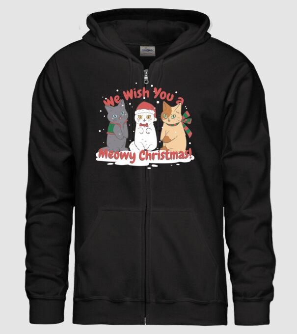 We wish You a Meowy Christmas model negru pe tricou