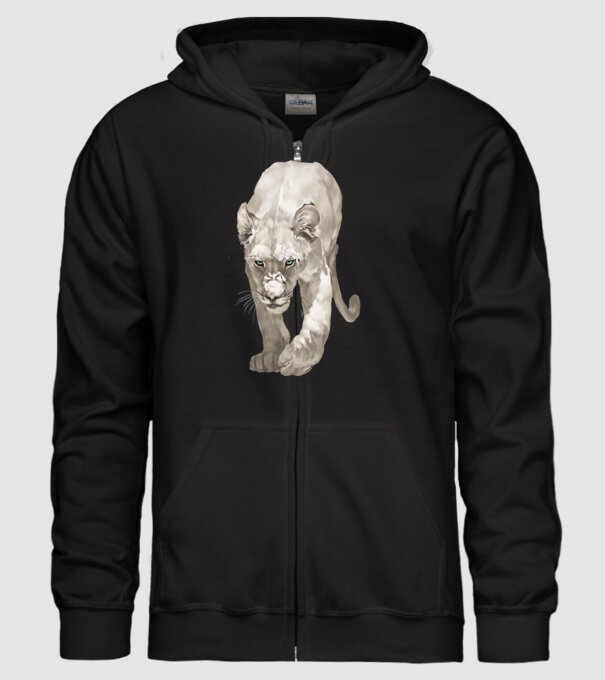 white lion model negru pe tricou
