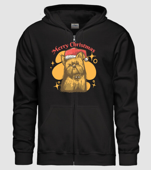 Crăciun Yorkie model negru pe tricou
