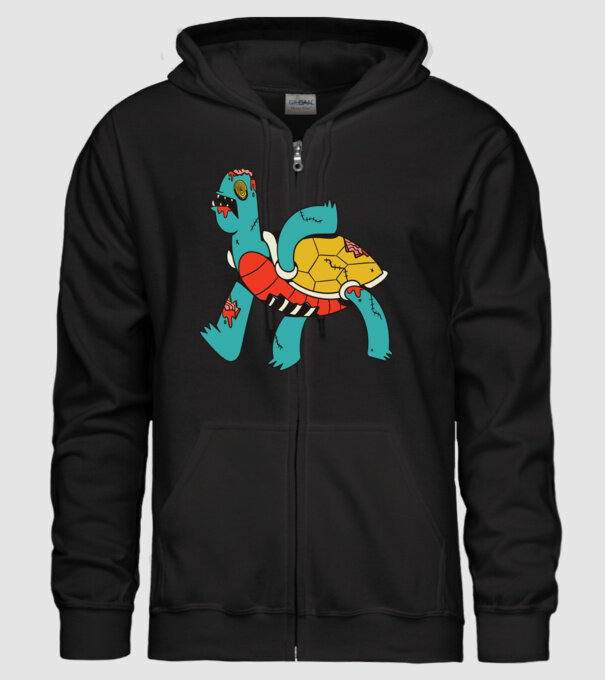 Broască țestoasă Zombie model negru pe tricou