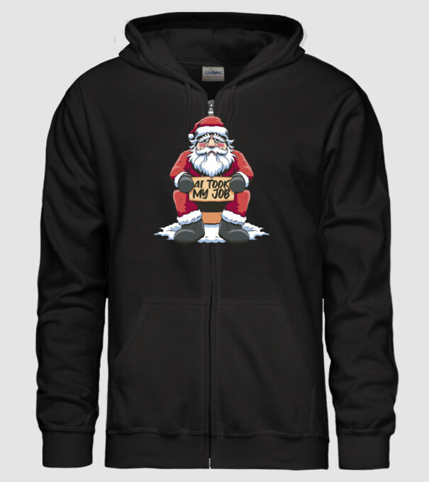 AI took my job Santa model negru pe tricou