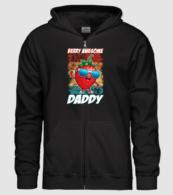 Berry Awesome Daddy Strawberry model negru pe tricou