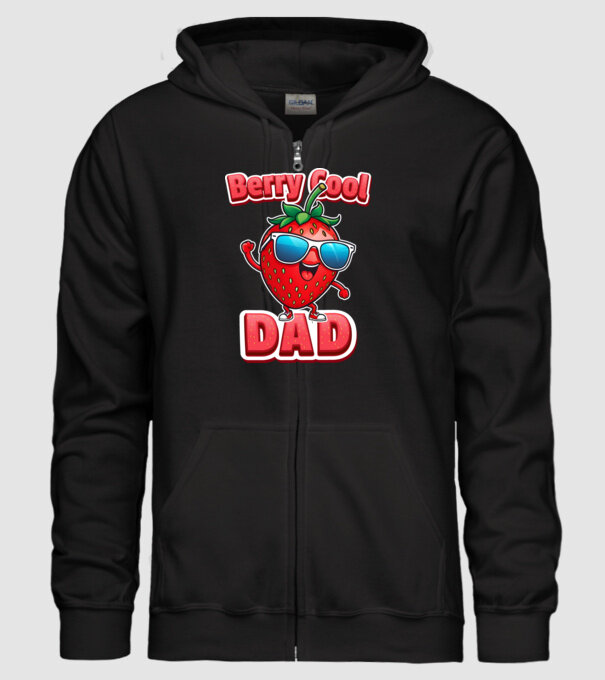 Berry Cool Dad Strawberry model negru pe tricou