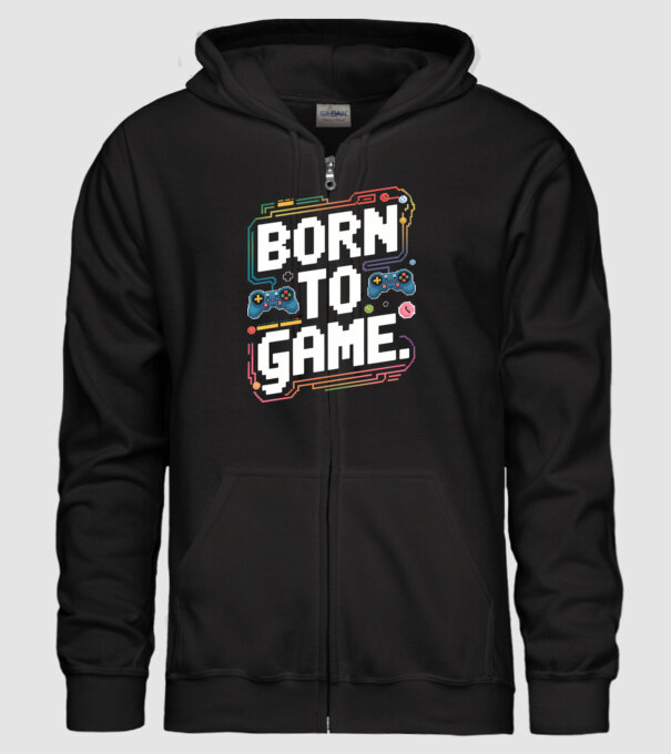 Born to Game Pixel Negru model negru pe tricou
