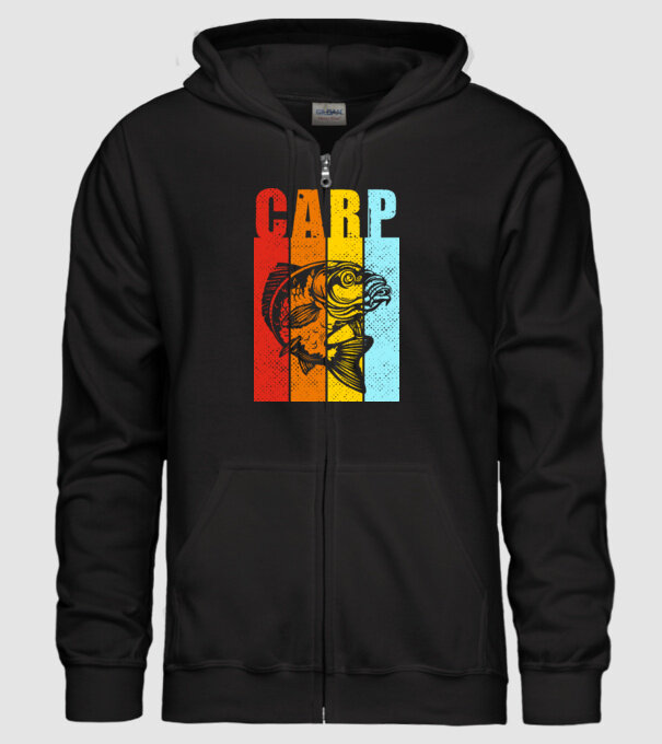 Carp Pescuit model negru pe tricou