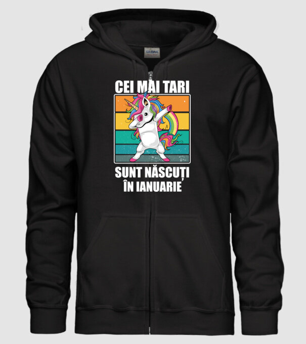 Cei mai tari sunt născuți în ianuarie model negru pe tricou