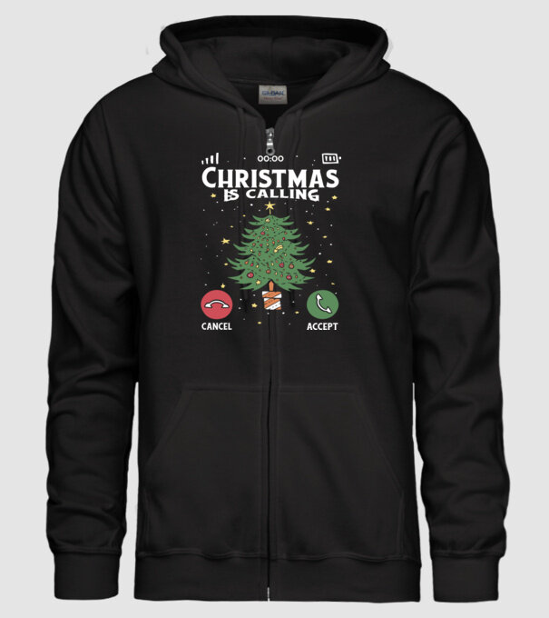 Christmas is calling model negru pe tricou