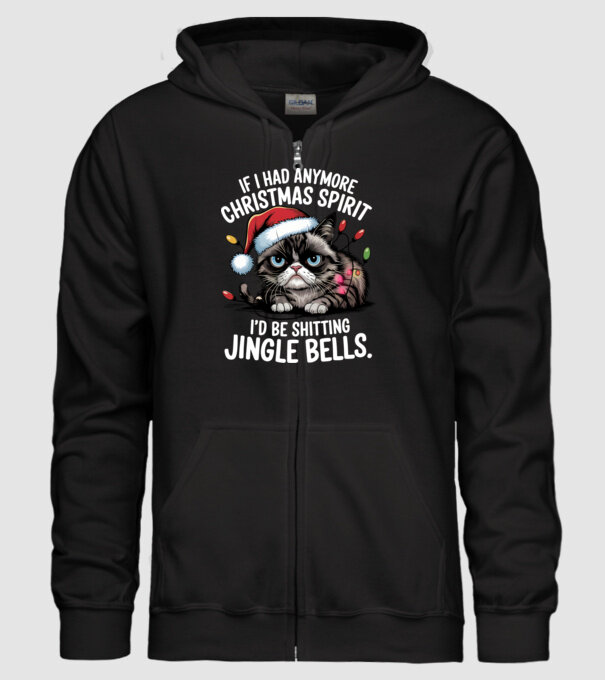 Christmas Spirit Grumpy Cat Negru model negru pe tricou