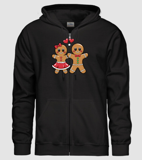 cuplu de turtă dulce în dragoste model negru pe tricou