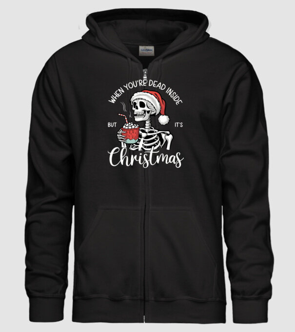 Dead inside, but it's christmas Negru model negru pe tricou