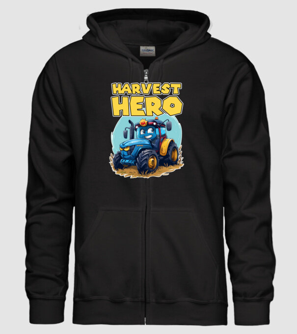 Harvest Hero Tractor model negru pe tricou