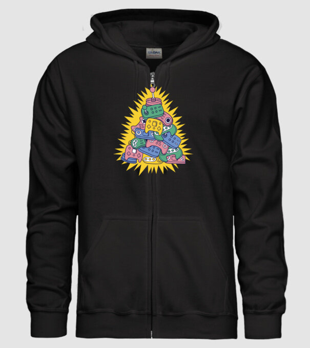 Joystick pom de Crăciun model negru pe tricou