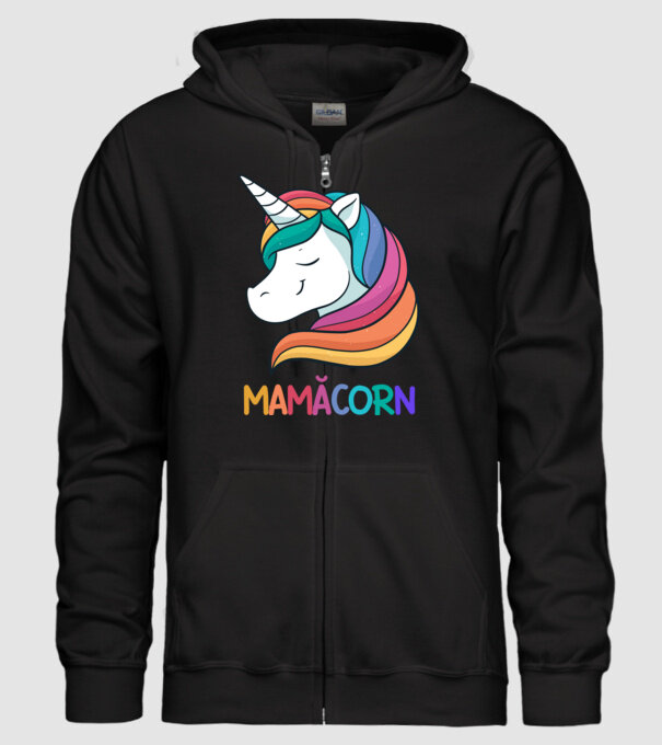 mamăcorn model negru pe tricou