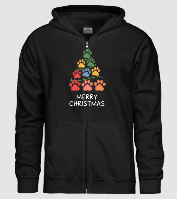 Merry Christmas Paws Negru model negru pe tricou