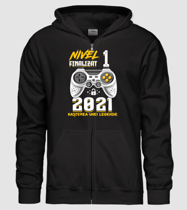 Nivel 1 finalizat. 2021 nașterea unei legende model negru pe tricou