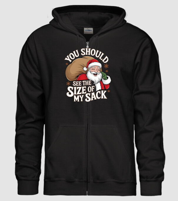 You Should See The Size Of My Sack Santa model negru pe tricou