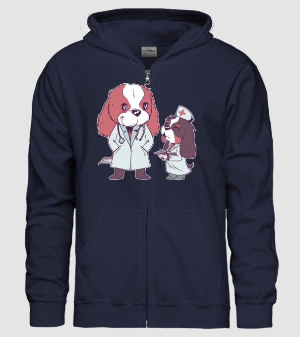 Veterinar câini model albastru închis pe tricou
