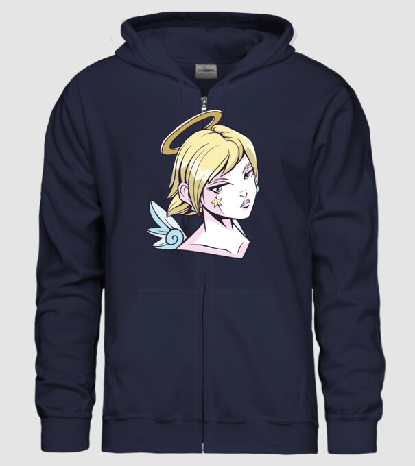Anime Fată angelică model albastru închis pe tricou