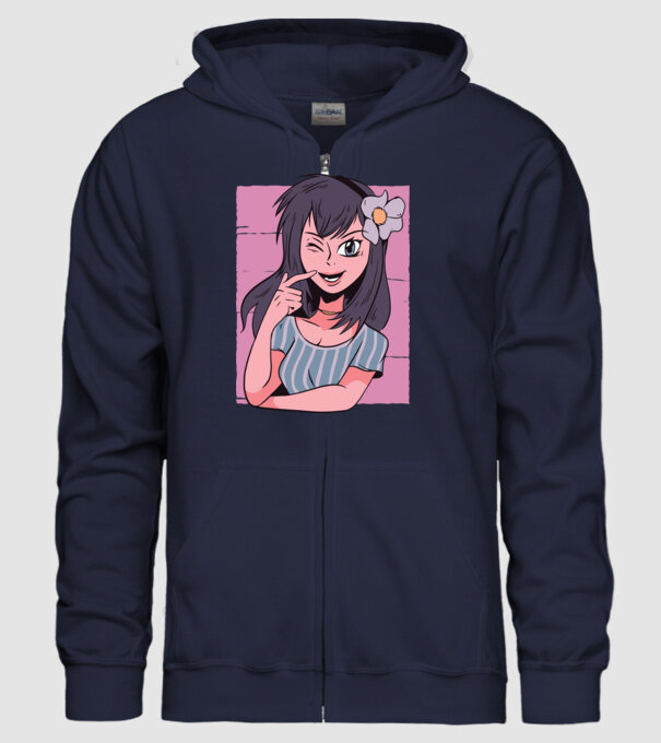 Fată Anime model albastru închis pe tricou