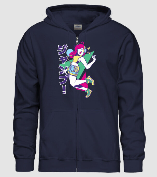 Anime fată retro model albastru închis pe tricou