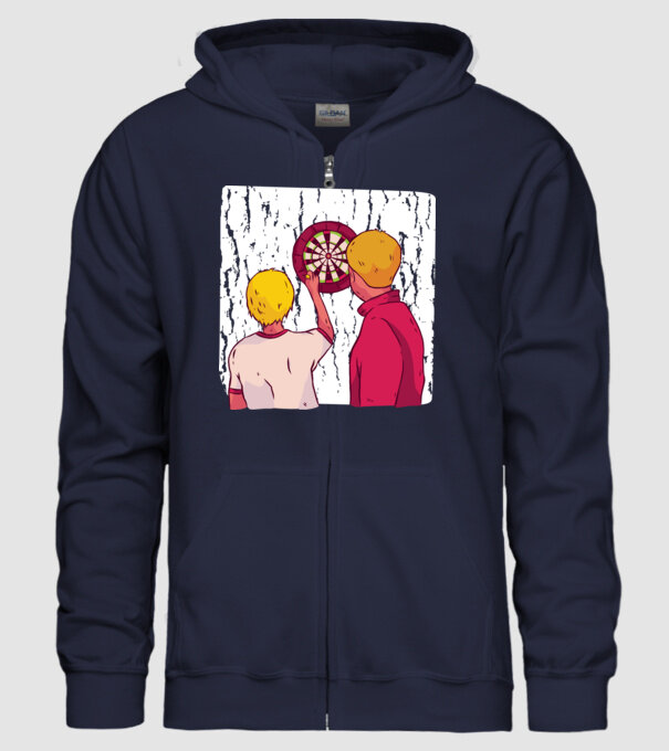Darts Tată Fiu model albastru închis pe tricou