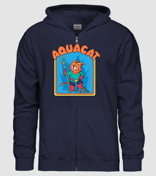 Aquacat model albastru închis pe tricou