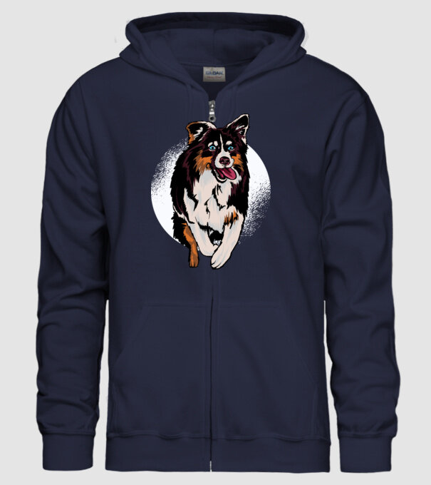 Câine ciobănesc Australian model albastru închis pe tricou