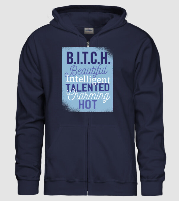 B.I.T.C.H. - Tricou cu inscripție amuzantă model albastru închis pe tricou
