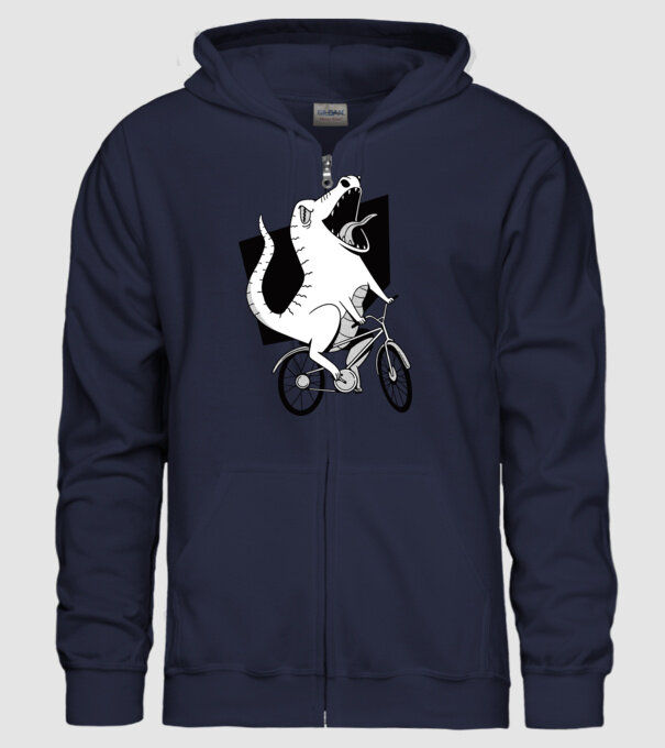 Dinozaur cu bicicletă model albastru închis pe tricou