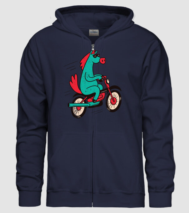 Cal cu bicicletă model albastru închis pe tricou