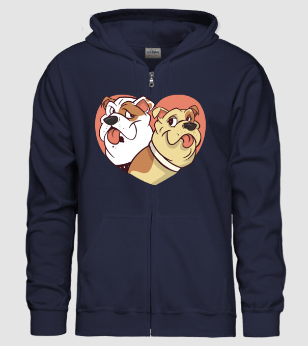 Dragoste Bulldog model albastru închis pe tricou