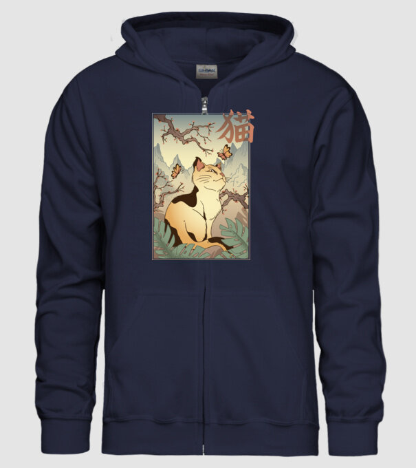 Pictură Pisică model albastru închis pe tricou