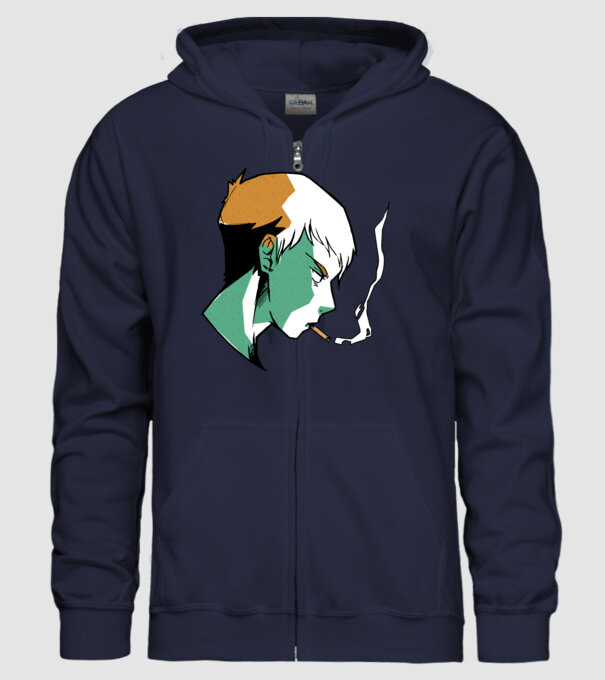 Anime băiat fumător model albastru închis pe tricou